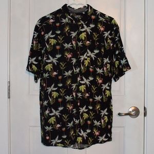 Casual Short Sleeve Patterned Button-Down Shirt